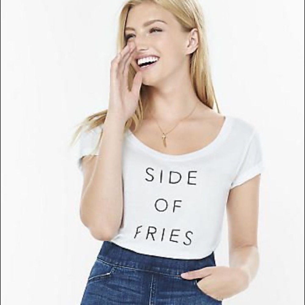 Express White Side Of Fries Graphic Tee Size Large